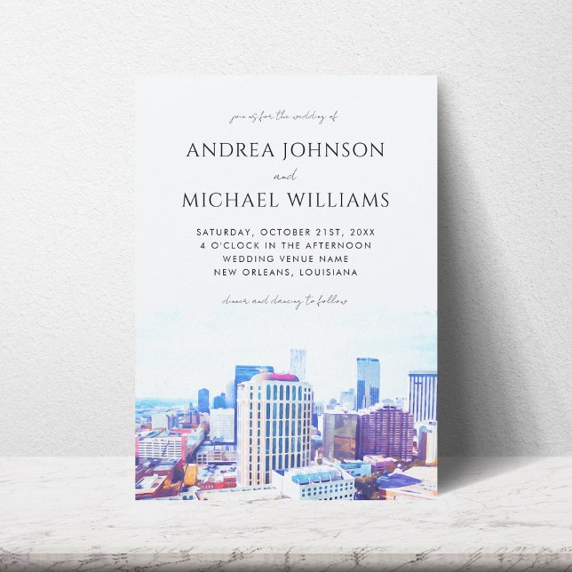 New Orleans City Skyline Destination Wedding Invitation (Creator Uploaded)