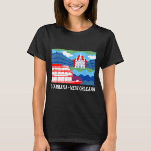 New Orleans City Skyline Steamboat Louisiana T-Shirt