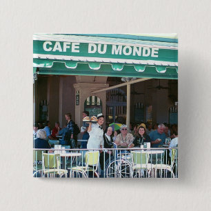 New Orleans Coffee and Beignets 2 Inch Square Button