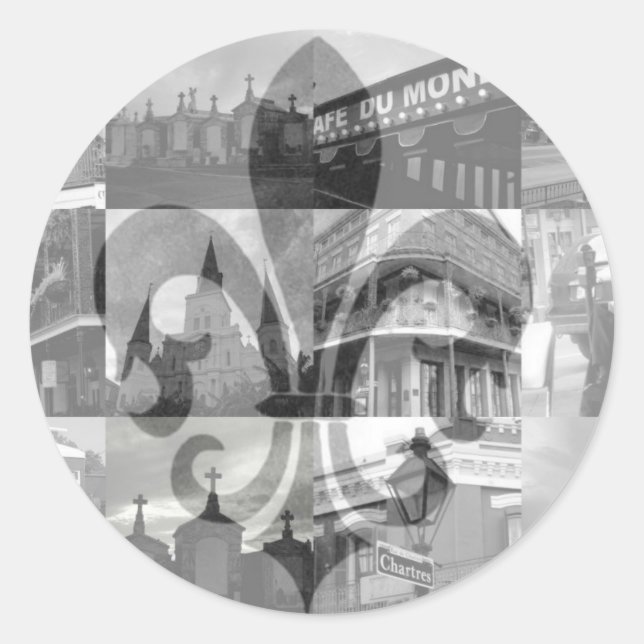 New Orleans Collage [Stickers] Classic Round Sticker (Front)