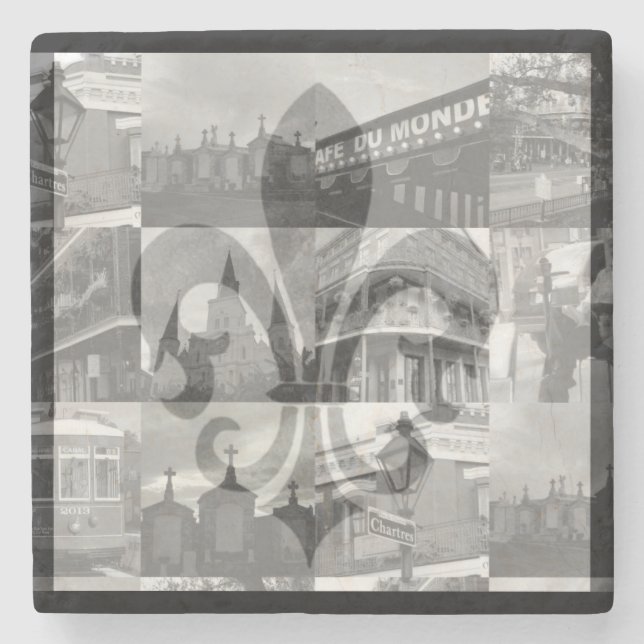 New Orleans Collage Stone Coaster (Front)