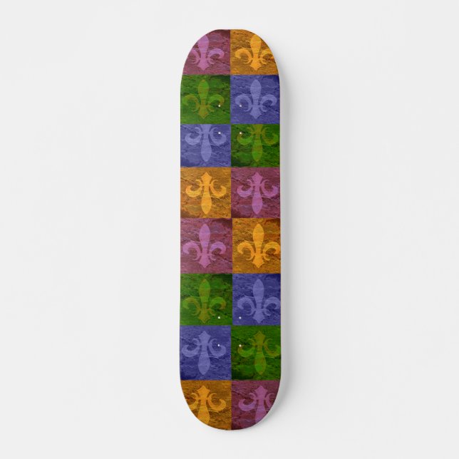 New Orleans Colourful Fleur De Lis Art Skateboard (Front)