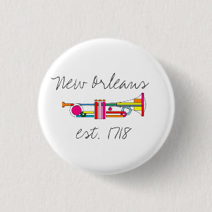 "New Orleans" Cool Jazz Trumpet 1 Inch Round Button