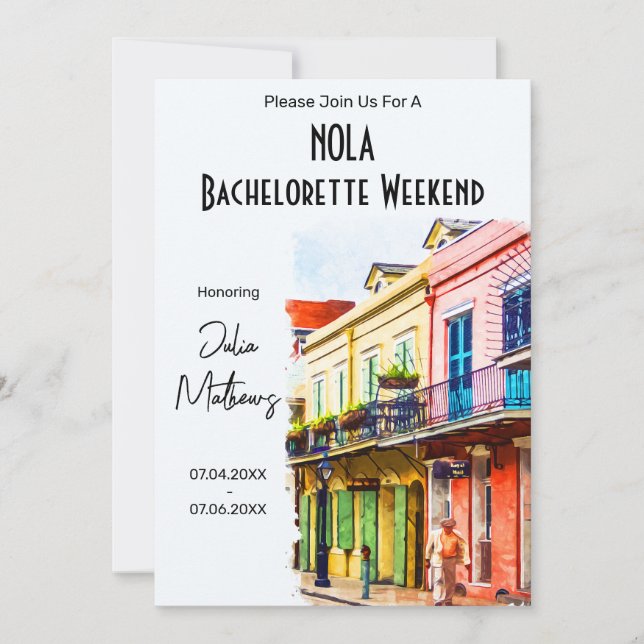 New Orleans Destination Bachelorette Weekend Invitation (Front)