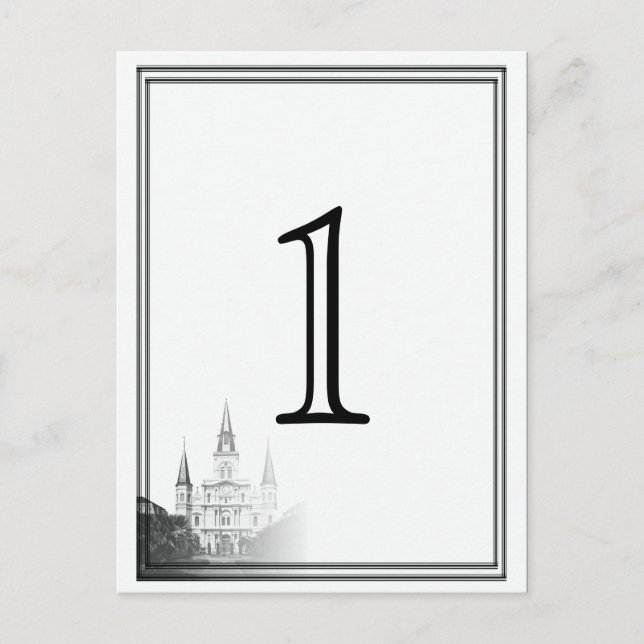 New Orleans Destination Wedding Table Number Postcard (Front)