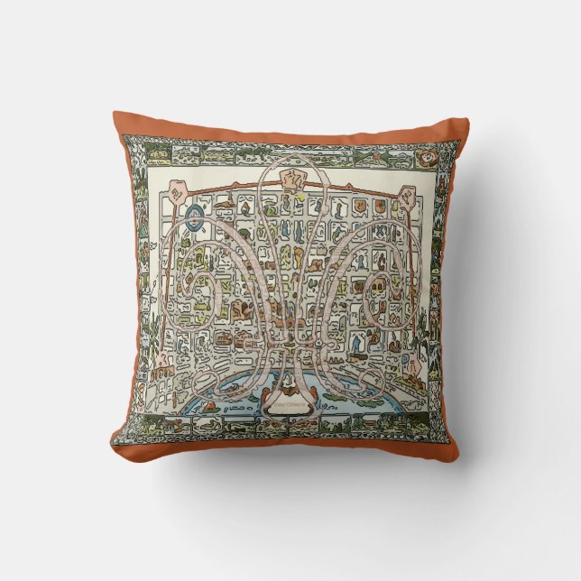 New Orleans Fleur De Lis Abstract Map Throw Pillow (Front)