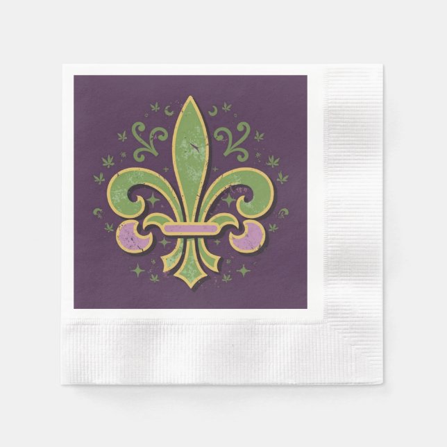 New Orleans fleur-de-lis green and purple Napkin (Front)