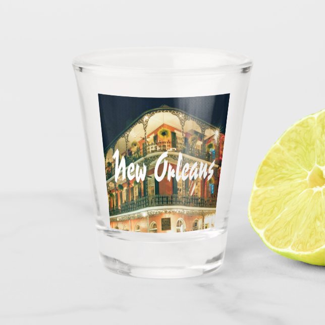New Orleans French Quarter Corner Shot Glass (Front)
