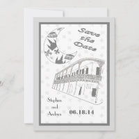 New Orleans French Quarter Save the Date Cards