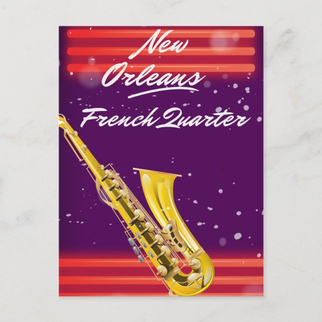 New Orleans French Quarter Saxophone travel poster Postcard (Front)