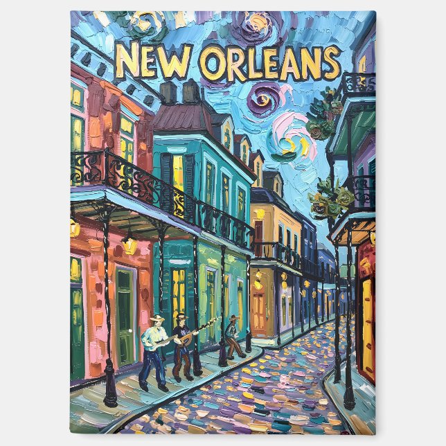 New Orleans French Quarter Travel Van Gogh Style Magnet (Front)