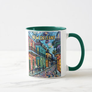 New Orleans French Quarter Van Gogh Style Vintage Mug