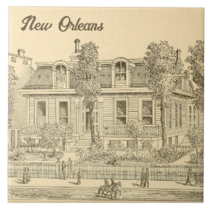 New Orleans Garden District House Antique Vintage Tile