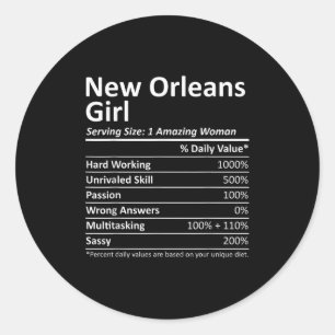New Orleans Girl La Louisiana Funny City Home Root Classic Round Sticker