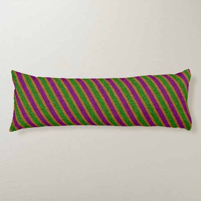 New Orleans Glitter Stripes Body Pillow (Front)