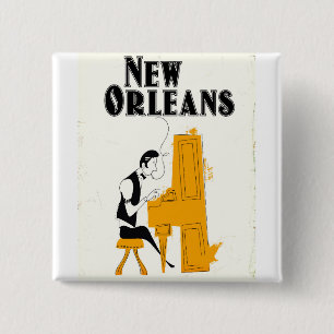 New Orleans Honky Tonk 2 Inch Square Button