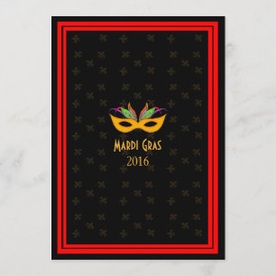 New Orleans Jazz Mardi Gras Red Invitation
