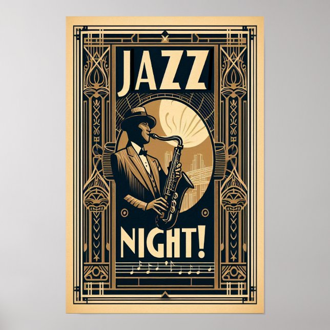 New Orleans Jazz Night – Vintage Art  Poster (Front)