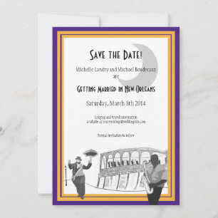 New Orleans Jazz Save the Date (purple & gold)