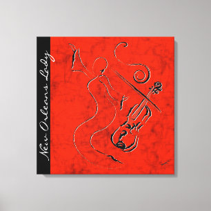 New Orleans Lady - Violin on Wrapped Canvas - Red