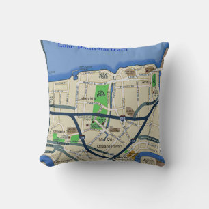 New Orleans Lakeview Map Pillow