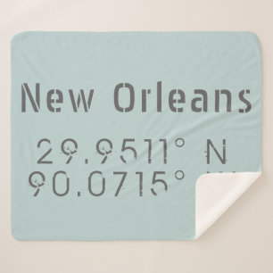 New Orleans Latitude and Longitude Sherpa Blanket