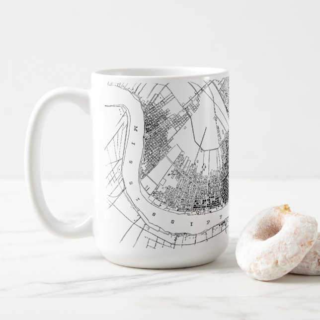 New Orleans Louisiana 1878 Old Map Coffee Mug (With Donut)