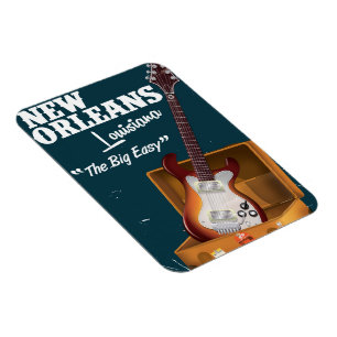 New Orleans Louisiana Electric Guitar poster Magnet
