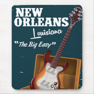 New Orleans Louisiana Electric Guitar poster Mouse Pad