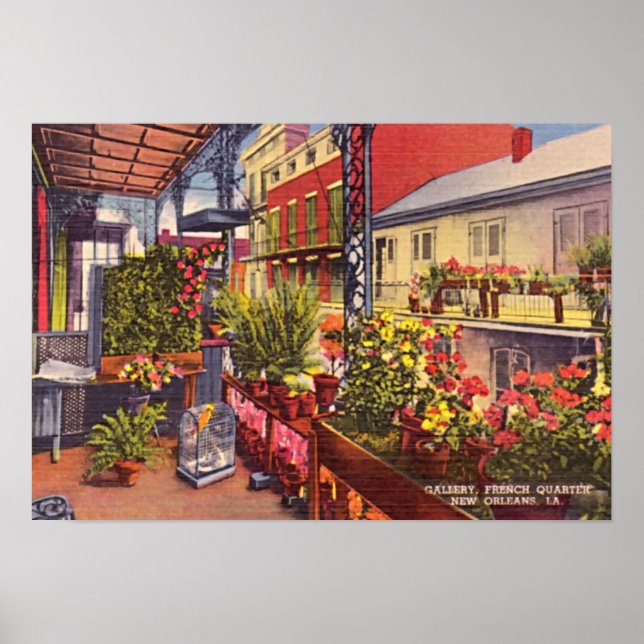 New Orleans Louisiana French Quarter Balcony Poster (Front)