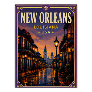 🎷 New Orleans Louisiana French Quarter Poster