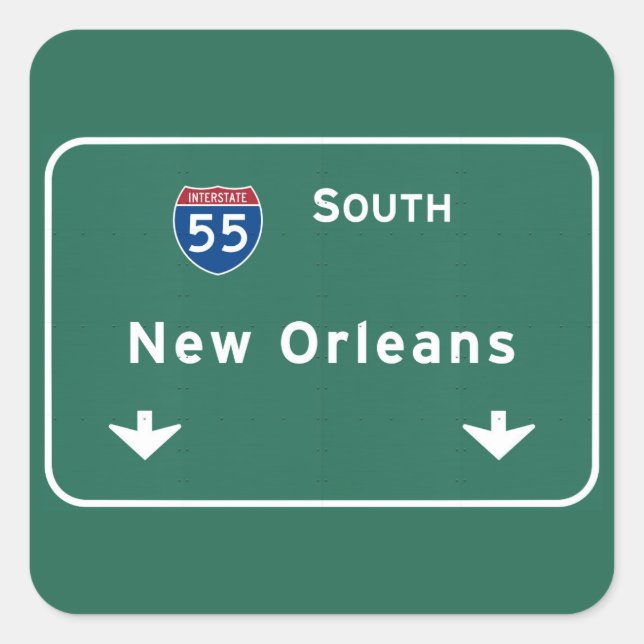 New Orleans Louisiana Interstate Highway Freeway : Square Sticker (Front)
