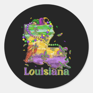 New Orleans Louisiana Map Fleur De Lis Mardi Gras Classic Round Sticker