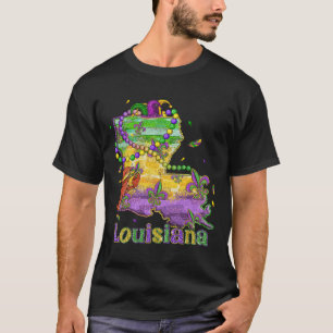New Orleans Louisiana Map Fleur De Lis Mardi Gras  T-Shirt