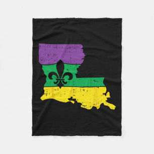 New Orleans Louisiana Map Jester Funny Mardi Gras Fleece Blanket