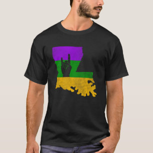 New Orleans Louisiana Map Mardi Gras Rock and roll T-Shirt