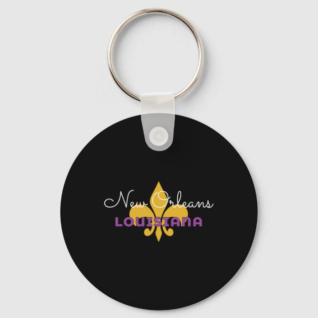 New Orleans Louisiana Mardi Gras 2025 Fleur De Lis Keychain (Front)