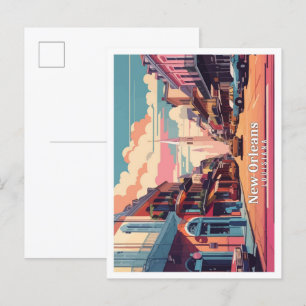 New Orleans Louisiana Pop Art Travel Illustration Postcard
