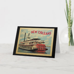 New Orleans Louisiana River Boat Vintage Travel Card