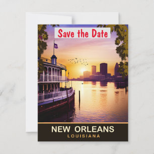 New Orleans Louisiana River Wedding Invitation