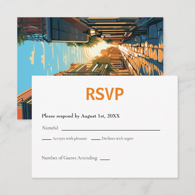 New Orleans Louisiana RSVP Card Retro (Front/Back)