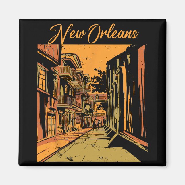 New Orleans Louisiana Souvenir Bourbon Street  Magnet (Front)