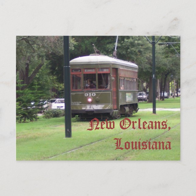 New Orleans, Louisiana Streetcar Postcard (Front)