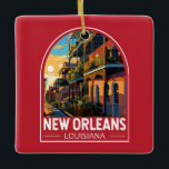 New Orleans Louisiana Travel Art Vintage Ceramic Ornament<br><div class="desc">New Orleans retro vector travel design. Nicknamed the "Big Easy, " it's known for its round-the-clock nightlife,  vibrant live-music scene and spicy,  singular cuisine reflecting its history as a melting pot of French,  African and American cultures.</div>
