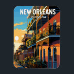 New Orleans Louisiana Travel Art Vintage Magnet<br><div class="desc">New Orleans retro vector travel design. Nicknamed the "Big Easy, " it's known for its round-the-clock nightlife,  vibrant live-music scene and spicy,  singular cuisine reflecting its history as a melting pot of French,  African and American cultures.</div>