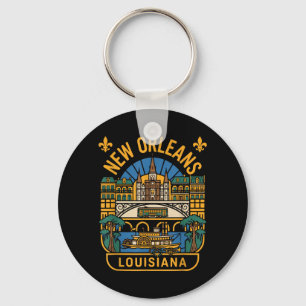 New Orleans Louisiana USA Born Bred Keychain