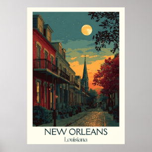 New Orleans Louisiana Vintage French Quarter Art Poster