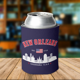 New Orleans Louisiana Vintage Skyline Can Cooler