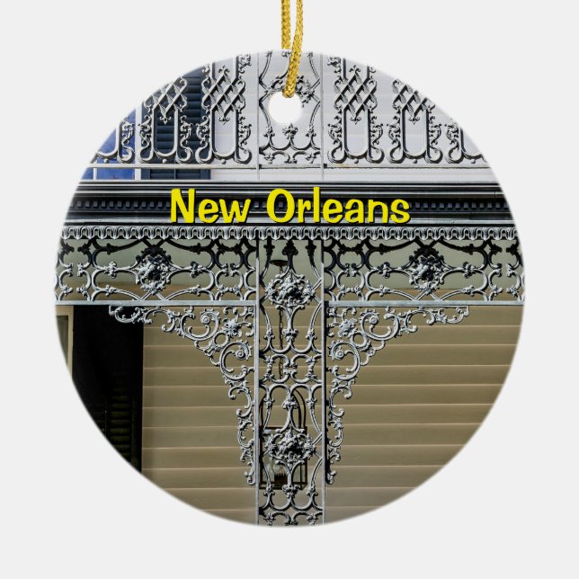 New Orleans, Louisiana, Wrought Iron & Cemetary Ceramic Ornament (Front)
