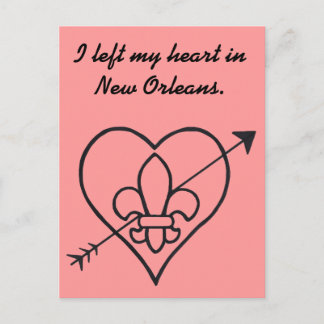New Orleans Love Heart & Fleur De Lis Postcard